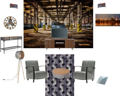 Camera de living în stil industrial cu piese de mobilier distinctive