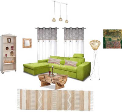 Living room cu mobilier în stil rustic