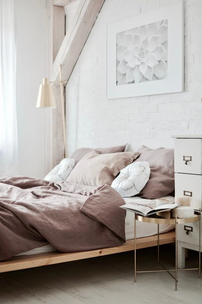 Față de pernă din in cu tiv plisat Linen Tales, 50 x 60 cm, maro deschis