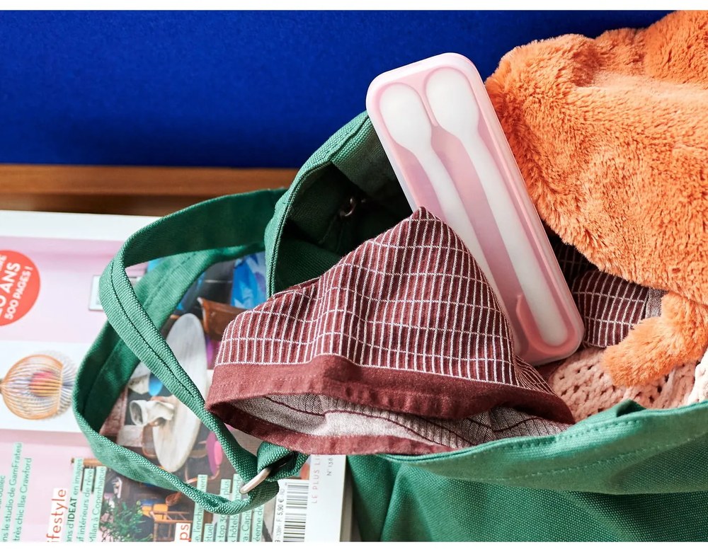 Linguri pentru copii albe/roz-deschis din plastic 2 buc. Flowers & butterflies – Mepal