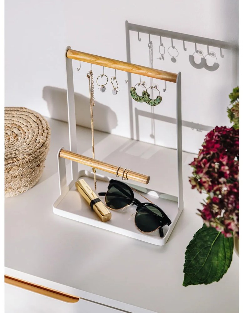 Suport pentru bijuterii cu detalii din lemn de fag YAMAZAKI Tosca, alb