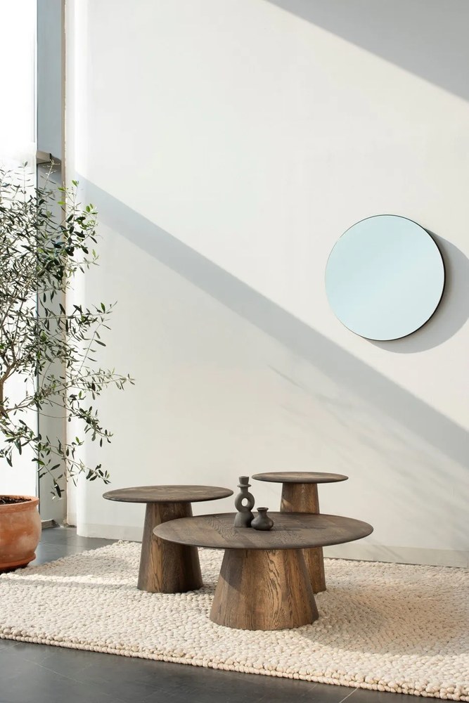 Măsuță de cafea maro rotundă din lemn de stejar ø 80 cm Mushroom – Gazzda