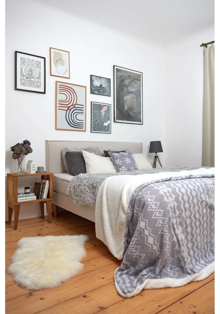 Lenjerie de pat din micropluș Catherine Lansfield Cuddly, 200 x 200 cm, gri