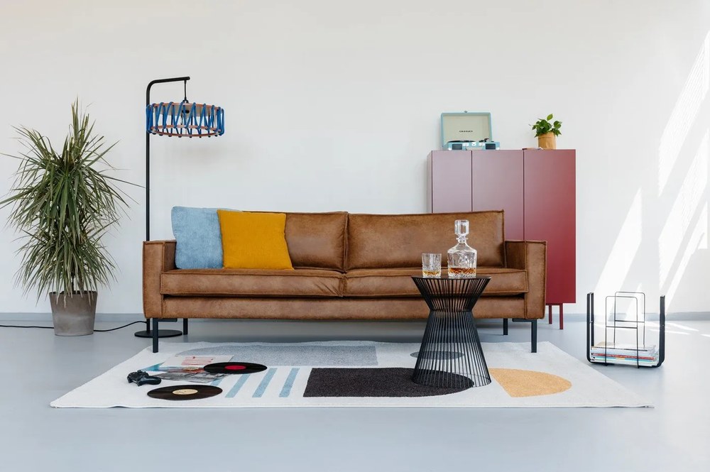 Canapea maro din imitație de piele 216 cm Rate - Scandic