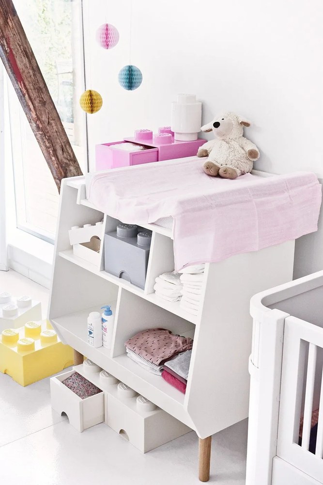 Cutie pătrată pentru depozitare LEGO®, roz deschis