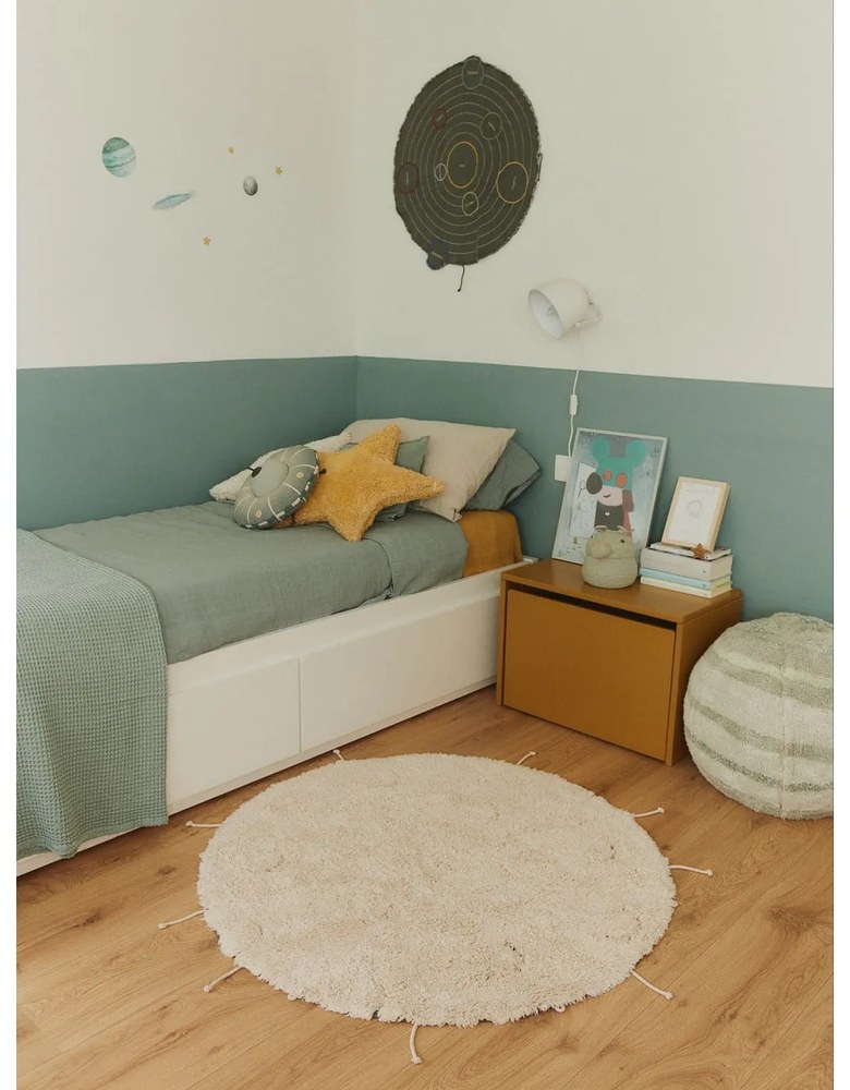 Covor crem lavabil, țesut manual, rotund, din bumbac ø 100 cm Moon Multishape – Lorena Canals