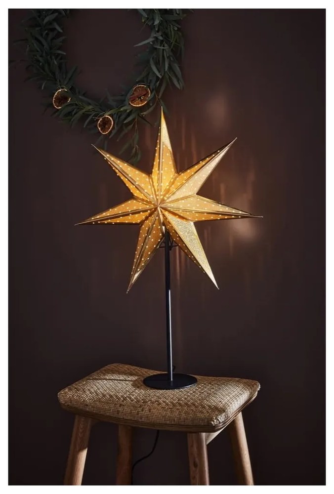 Decorațiune luminoasă aurie ø 45 cm cu model de Crăciun Glitter – Markslöjd