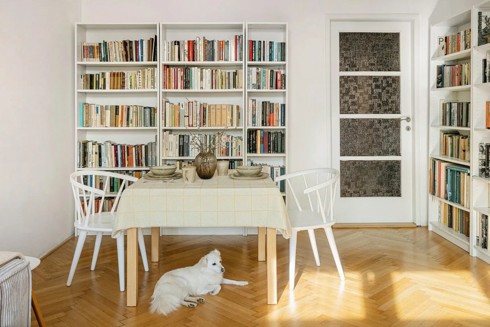 Masă dining extensibilă tapițată cu lemn de stejar Hammel Dinex 90 x 90 cm