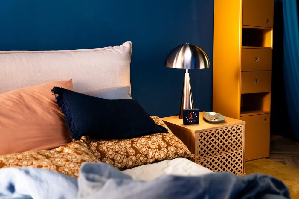 Noptieră în decor de stejar Woodman Camden Diamond Print