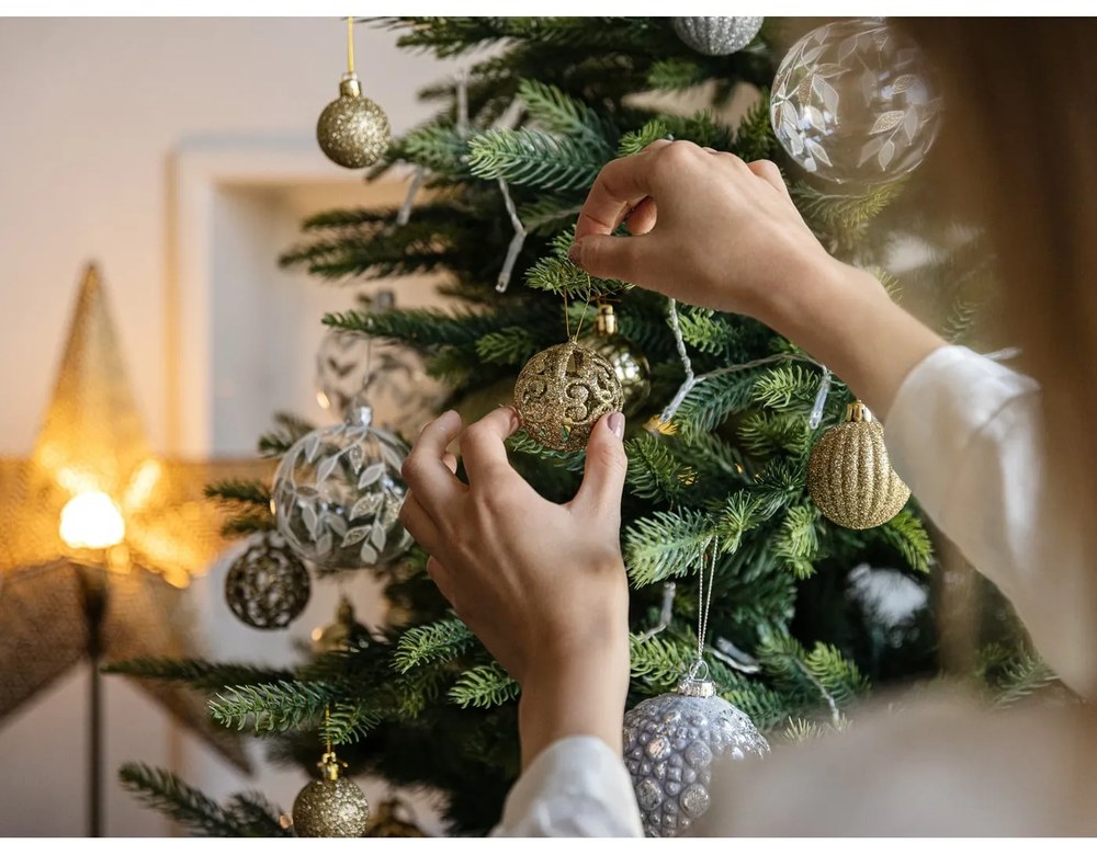 Decorațiune luminoasă aurie ø 48 cm cu model de Crăciun Rustic – Markslöjd