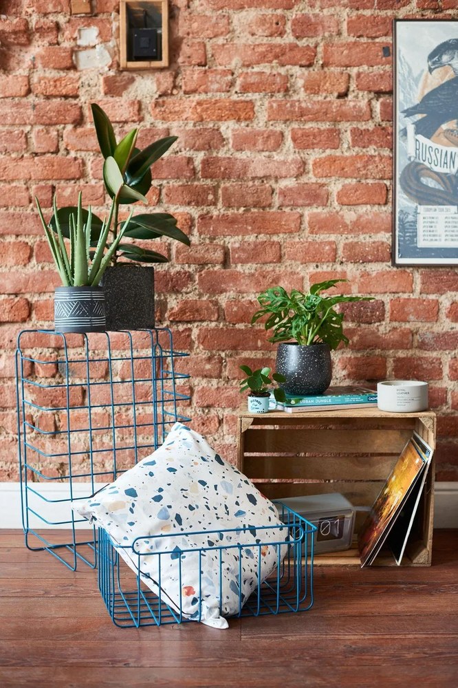 Set 3 coșuri depozitare Hübsch Wire Azul, albastru