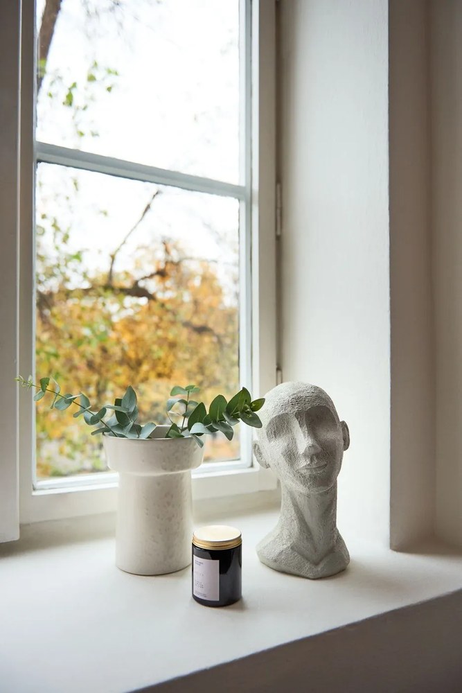 Vază din gresie Kähler Design Ombria, înălțime 20 cm,alb