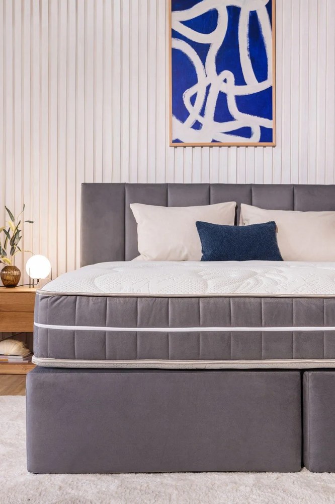 Pat boxspring gri 160x200 cm Olia Bold Line – Bonami Selection