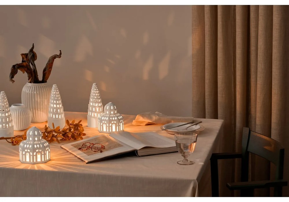 Sfeșnic de Crăciun din ceramică Kähler Design Lighthouse, ø 9 cm, alb