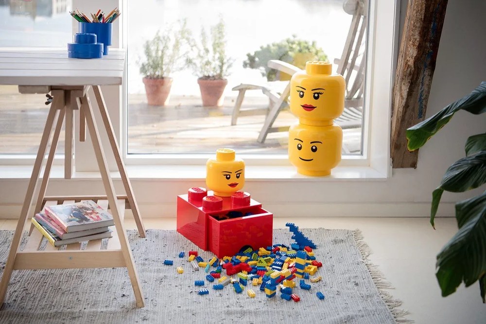 Cutie depozitare rotundă LEGO®, albastru, ⌀ 12,5 cm