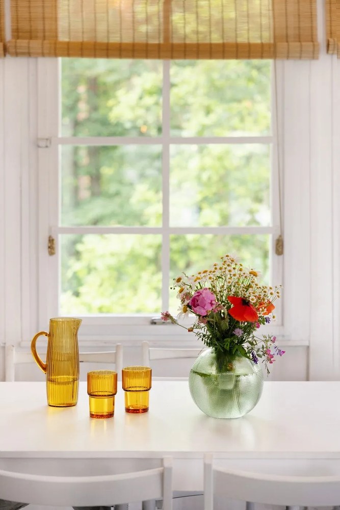 Vază din sticlă Hübsch Sole, înălțime 20 cm, verde