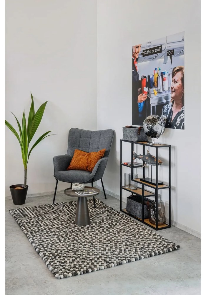 Bibliotecă de perete neagră/în culoare naturală cu aspect de lemn de stejar 75x91 cm Seaford – Actona