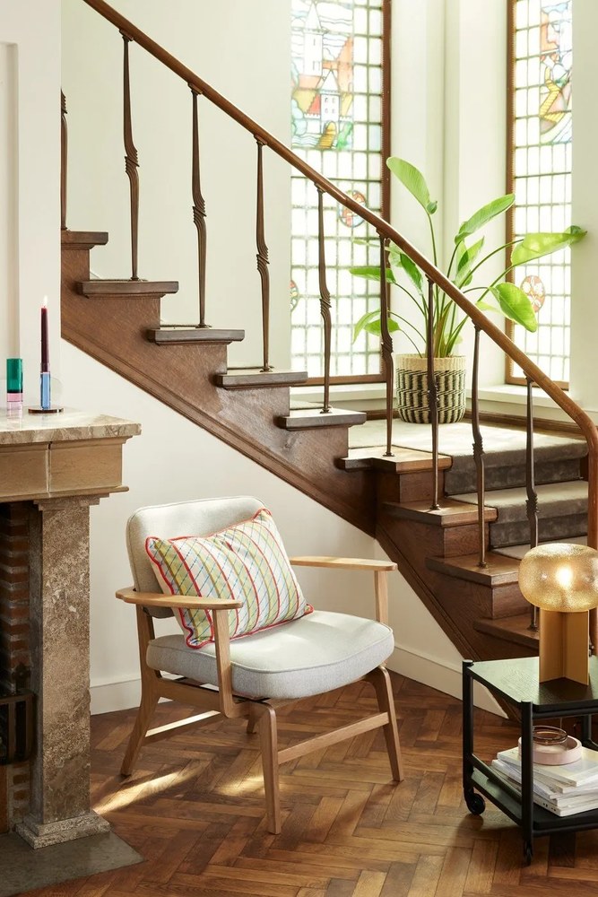 Fotoliu cu structură din lemn de stejar Hübsch Haze, gri