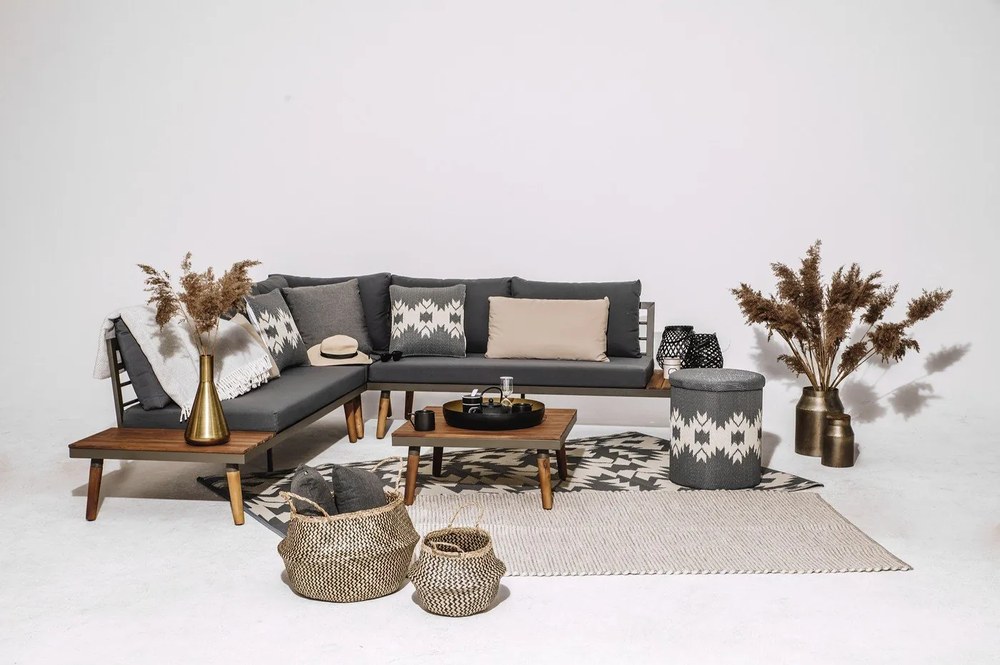 Canapea de grădină cu structură din lemn de acacia gri Lustio - Bonami Selection