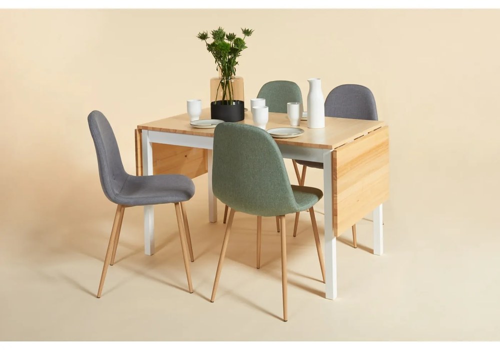 Masă dining extensibilă din lemn de pin cu structură albă Bonami Essentials Brisbane, 120 (200) x 70 cm