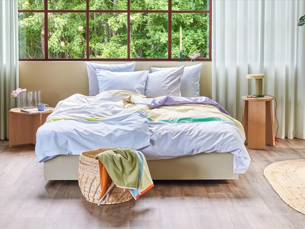 Prosop albastru din bumbac din frotir 70x140 cm Block – Hübsch