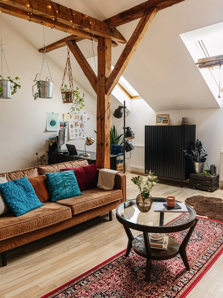 Canapea maro din imitație de piele 216 cm Rate - Scandic