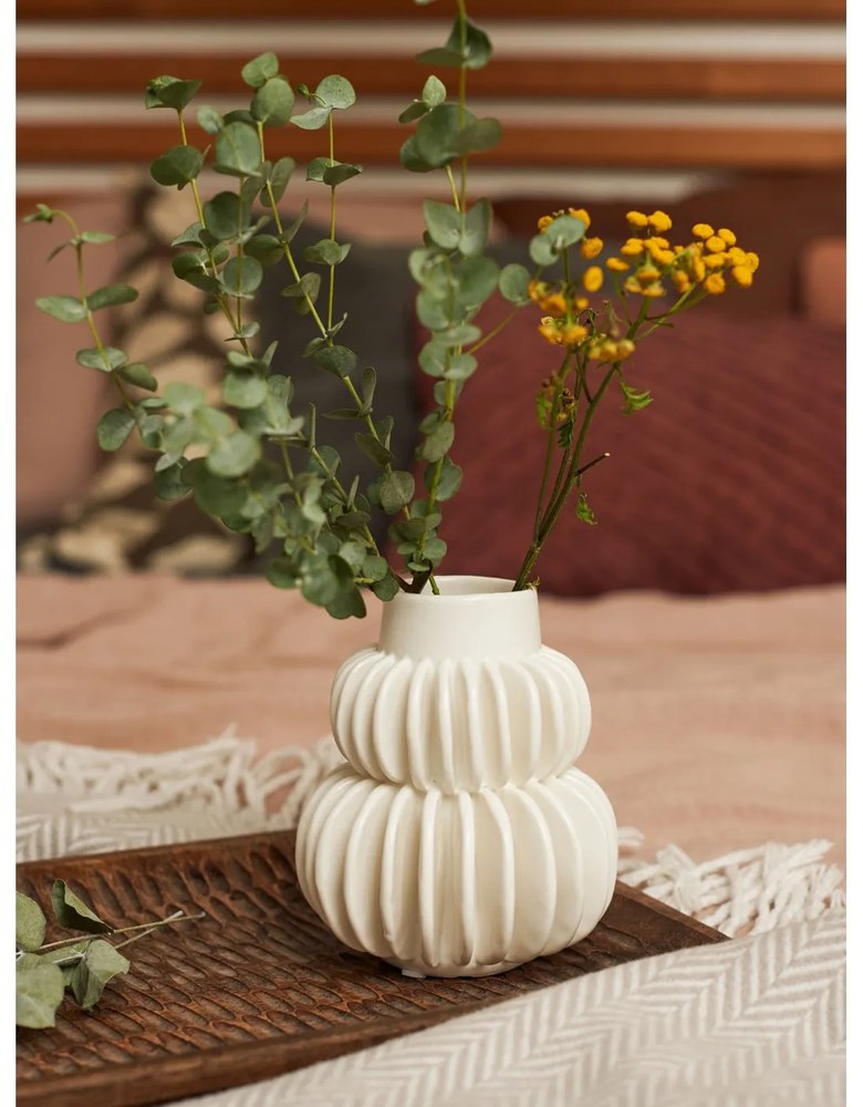 Vază din gresie ceramică Bloomingville Blossom, alb