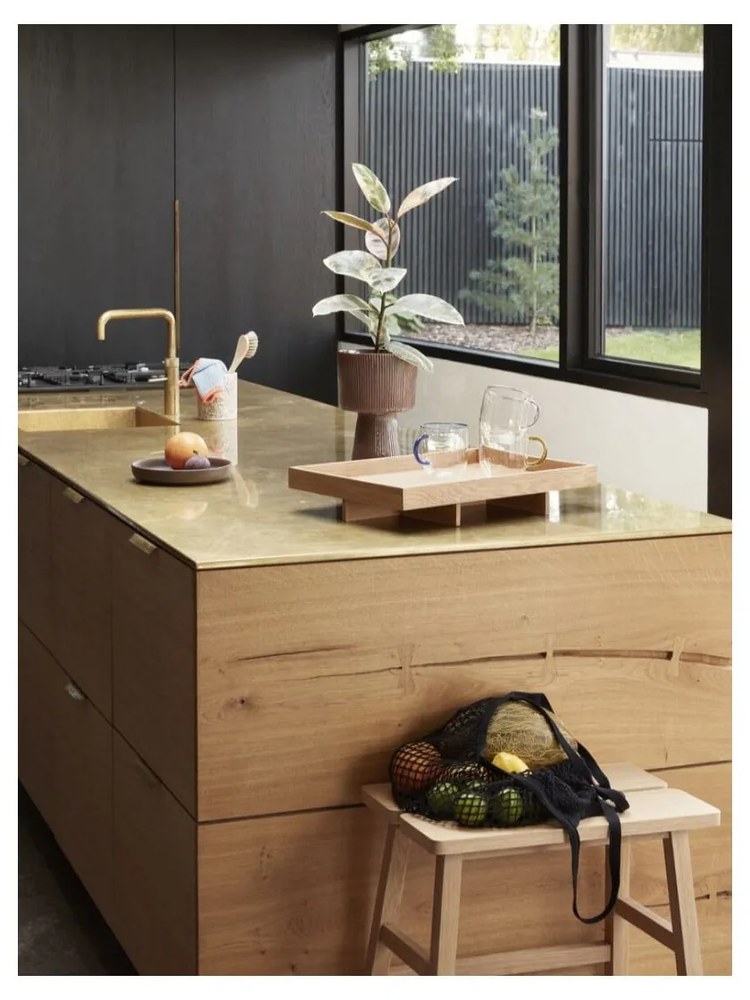 Scăunel din lemn de stejar Hübsch Ground