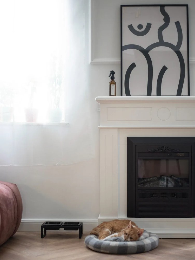 Set 2 boluri pentru animale de companie cu suport Yamazaki Tower, negru