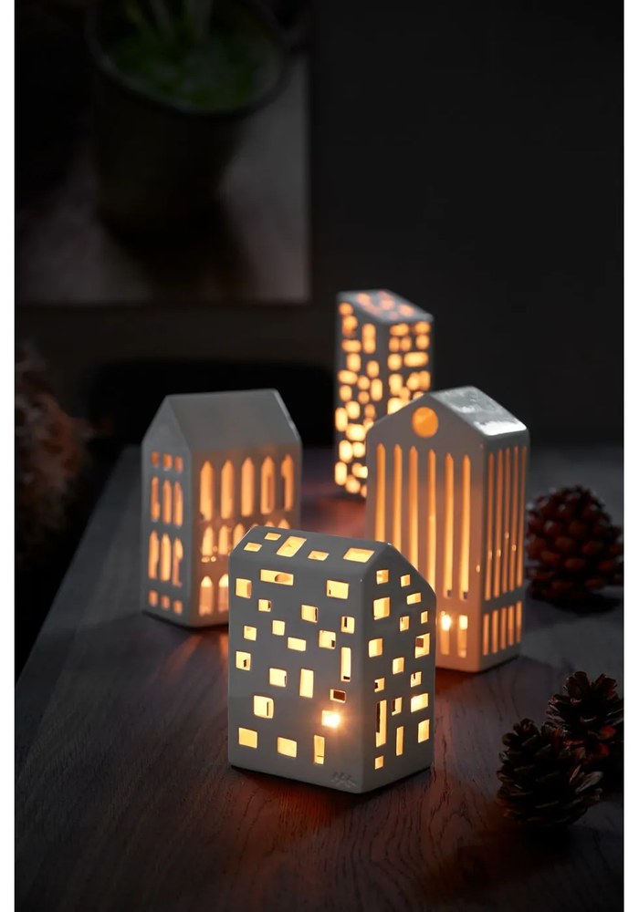 Sfeșnic din ceramică Kähler Design Urbania Lighthouse Church, alb