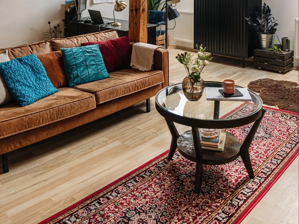 Canapea maro din imitație de piele 216 cm Rate - Scandic