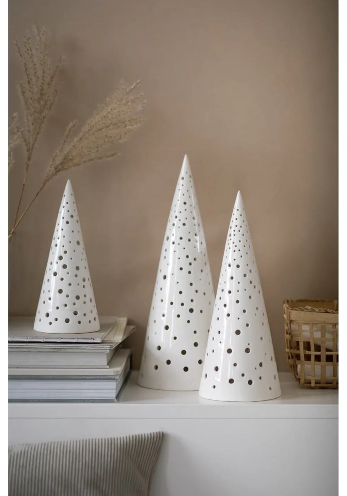Sfeșnic de Crăciun din bone china Kähler Design Nobili, înălțime 25,5 cm, alb