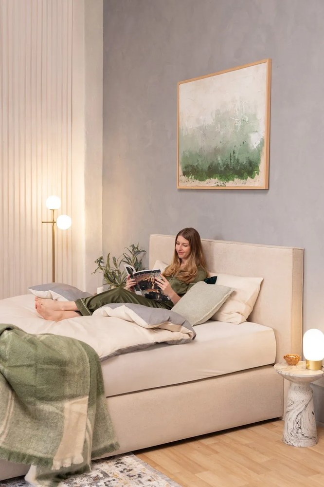 Lenjerie de pat gri/bej din bumbac ranforcé pentru pat dublu/extins cu cearceaf inclus/cu 4 piese 200x220 cm – Mila Home