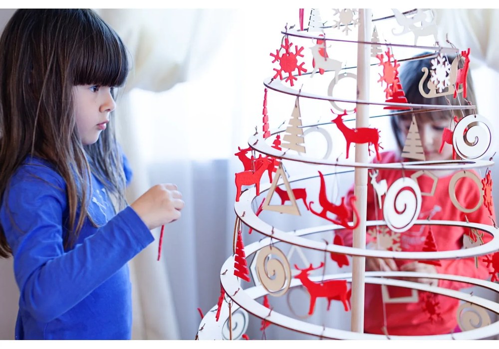 Set 10 decorațiuni de Crăciun din lemn Spira Medium