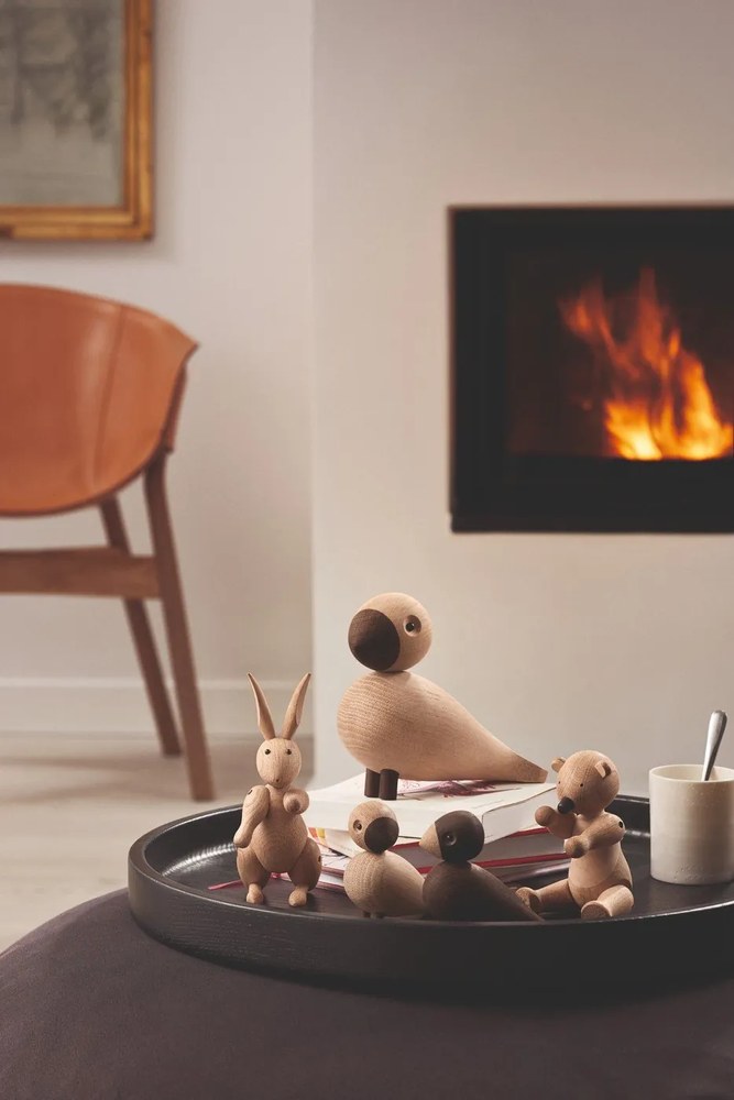 Set 2 statuete din lemn masiv de stejar Kay Bojesen Denmark Lovebirds