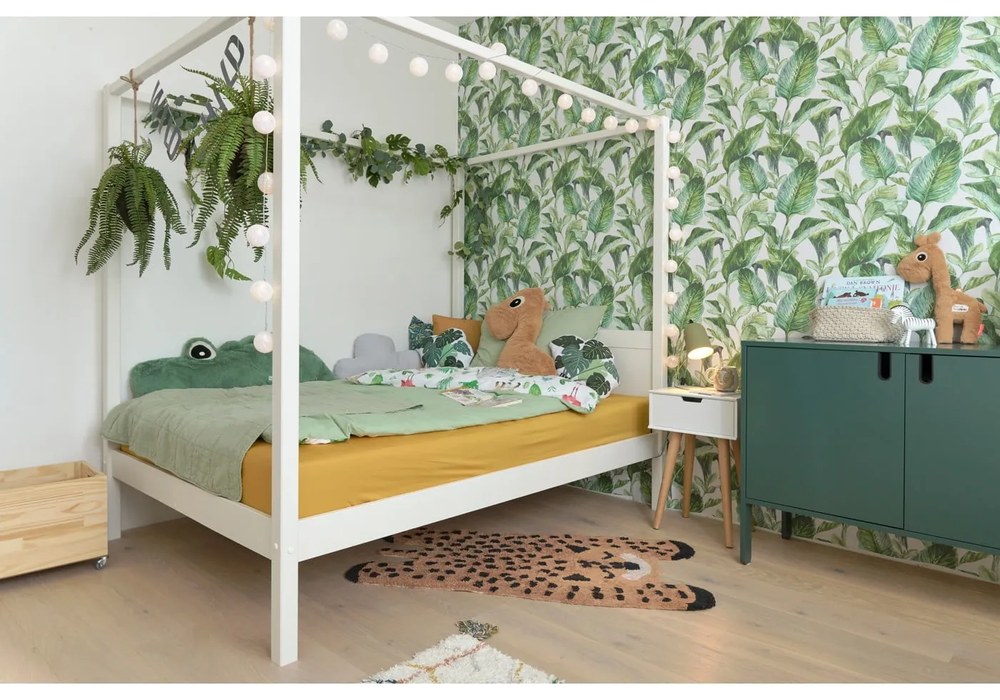 Covor din bumbac lucrat manual pentru copii Nattiot Little Cheetah, 65 x 125 cm