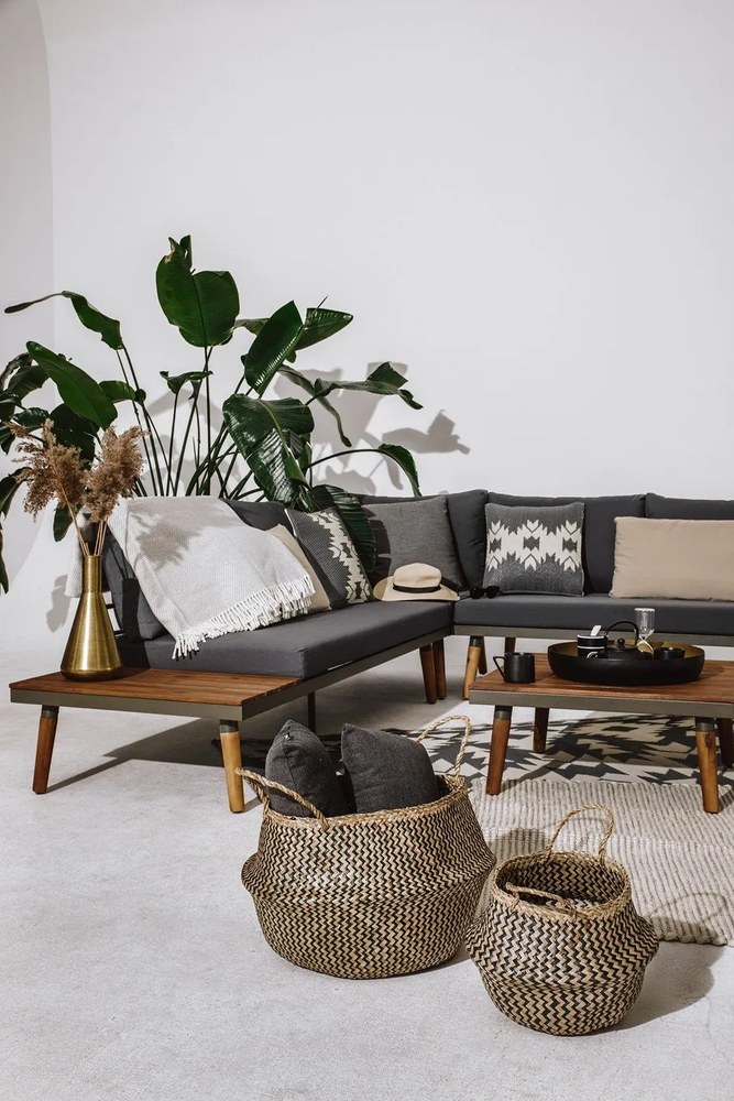 Canapea de grădină cu structură din lemn de acacia gri Lustio - Bonami Selection