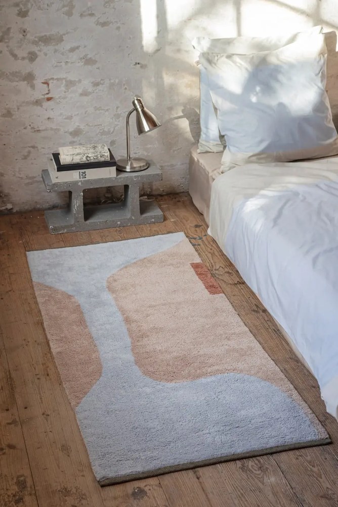 Covor tip traversă albastru deschis/bej lavabil din bumbac 70x150 cm Figura – Mette Ditmer Denmark