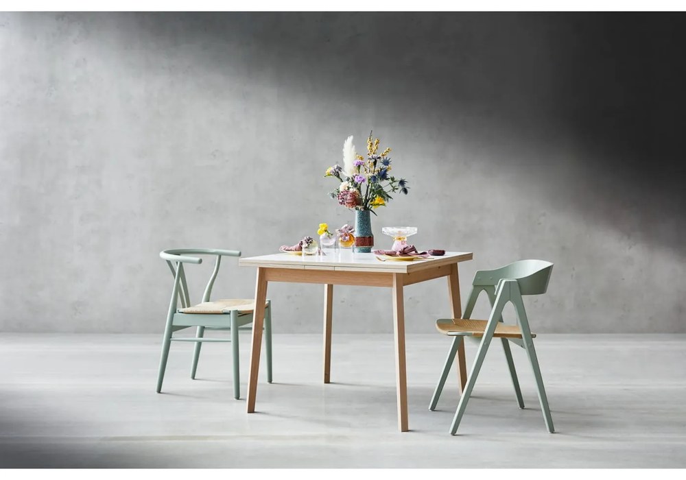 Masă dining extensibilă cu blat alb Hammel Single, 90 x 90 cm