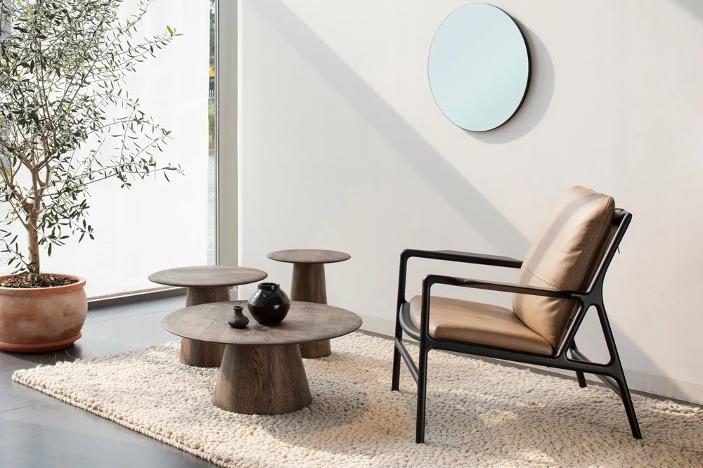 Măsuță de cafea maro rotundă din lemn de stejar ø 80 cm Mushroom – Gazzda