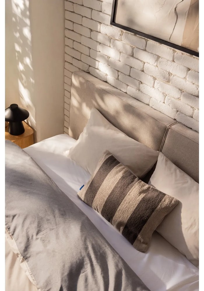 Lenjerie de pat gri/bej din bumbac ranforcé pentru pat dublu/extins cu cearceaf inclus/cu 4 piese 200x220 cm – Mila Home