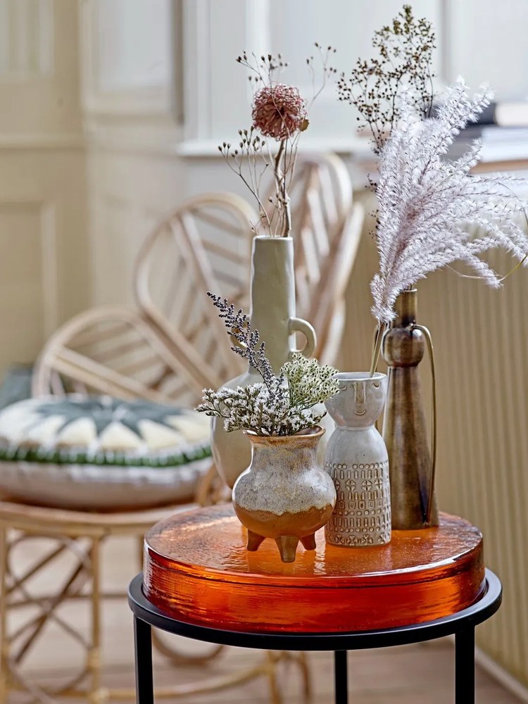 Vază din gresie ceramică Bloomingville Geometric, alb