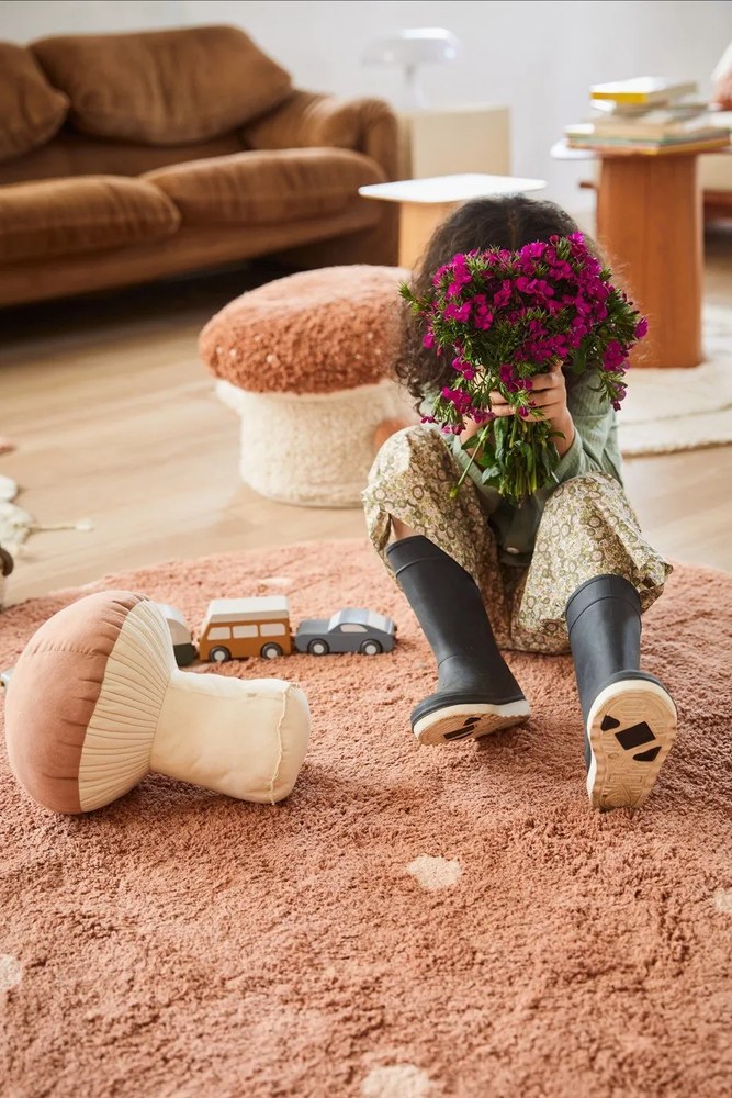 Fotoliu puf pentru copii cărămiziu/crem Boletus – Lorena Canals