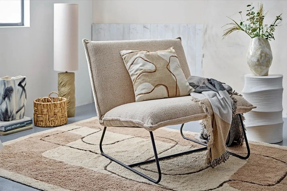 Lampadar în culoare naturală cu abajur textil (înălțime 110 cm) Payah – Bloomingville