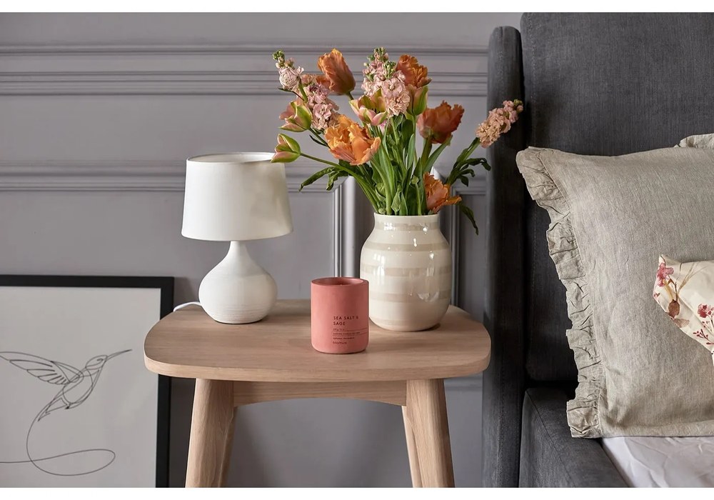 Veioză din ceramică și pânză Trio Martin, înălțime 29 cm, alb