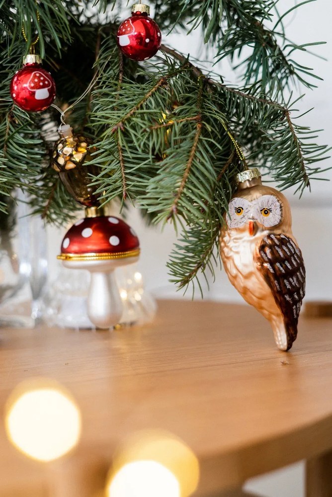 Ornament de Crăciun lucrat manual din sticlă 13 cm Owl – Sass & Belle