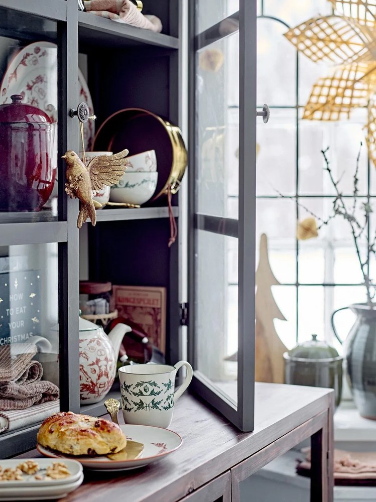 Farfurii albe 2 buc. pentru desert din gresie cu model de Crăciun Hollie – Bloomingville