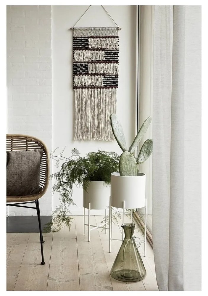 Set 2 ghivece din fier pe piedestal Hübsch Haggo, alb