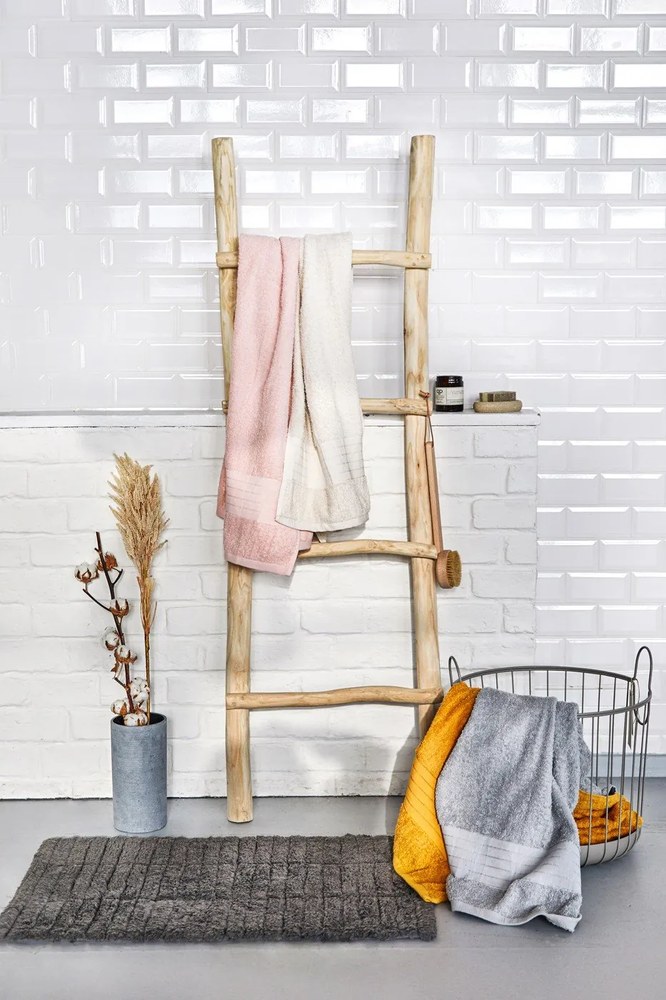 Covoraș din bumbac pentru baie Zone Tiles, 80 x 50 cm, gri