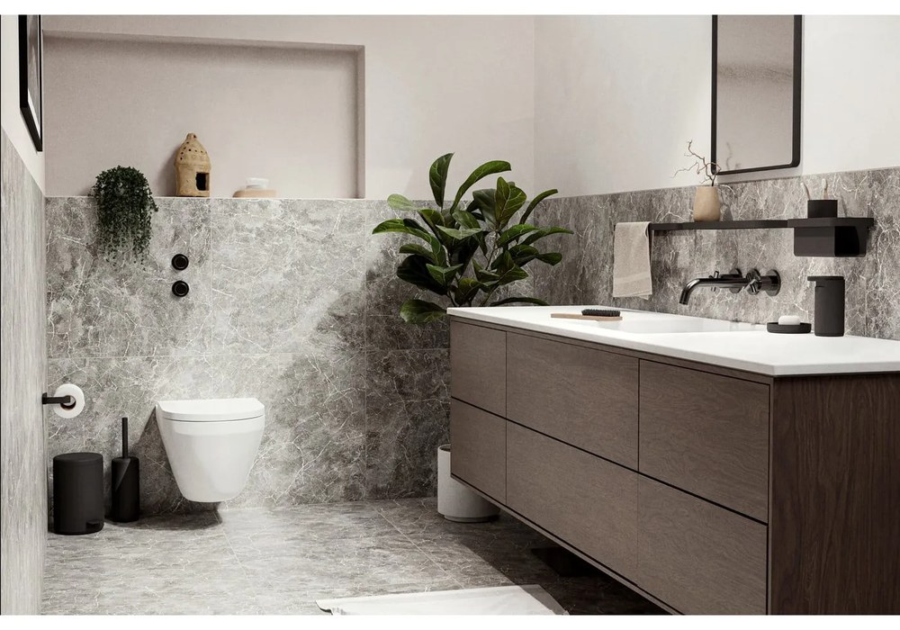 Raft adânc pentru baie Zone Rim, 22 x 11,4 cm, negru